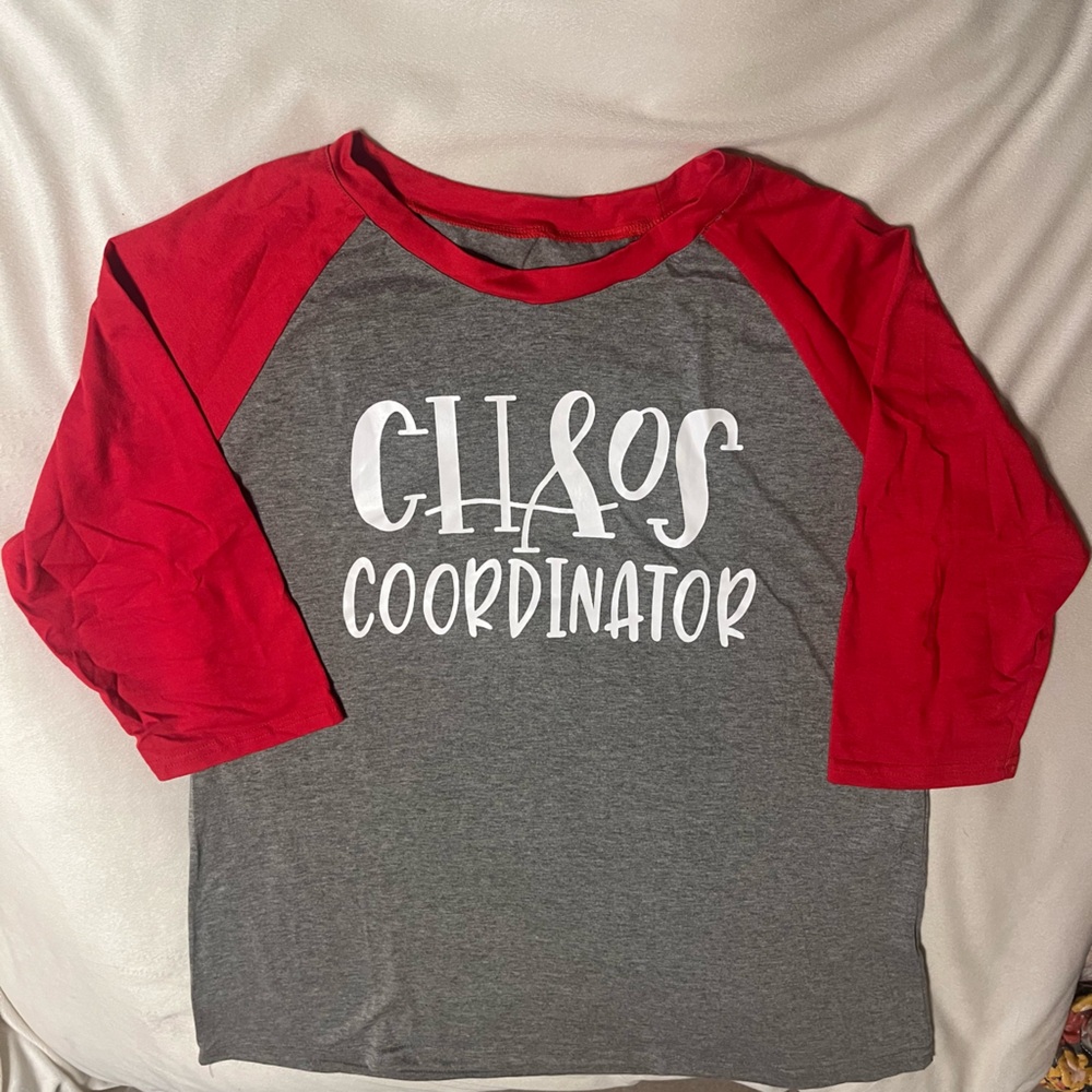 Gray and Red Large Chaos Coordinator Graphic Tee